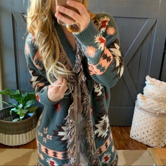 New Women's Aztec Western Cardigan Sweater Coat / Boho Yellowstone Beth Dutton - Picture 5 of 7